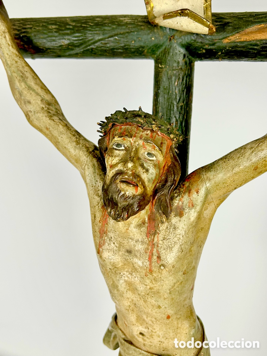 Antig&uuml;edades: Gran Cristo crucificado madera 1775&ndash;1850. - Foto 1
