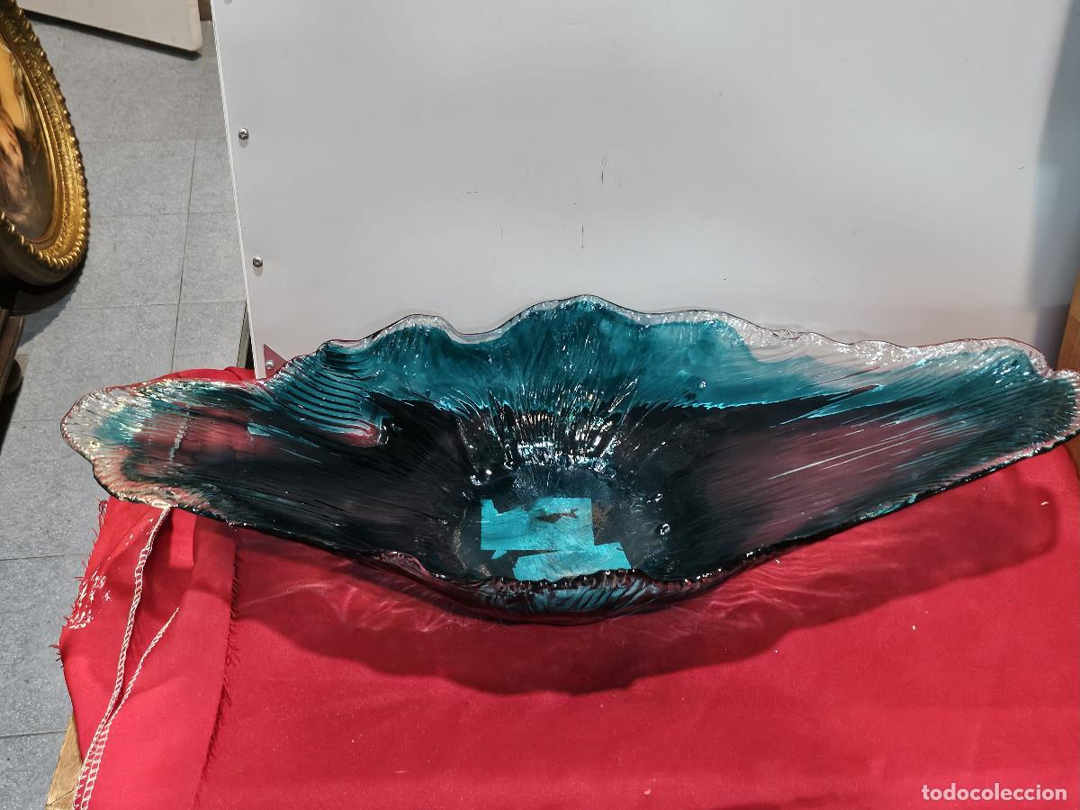 Antig&uuml;edades: centro de mesa de cristal verde - Foto 1