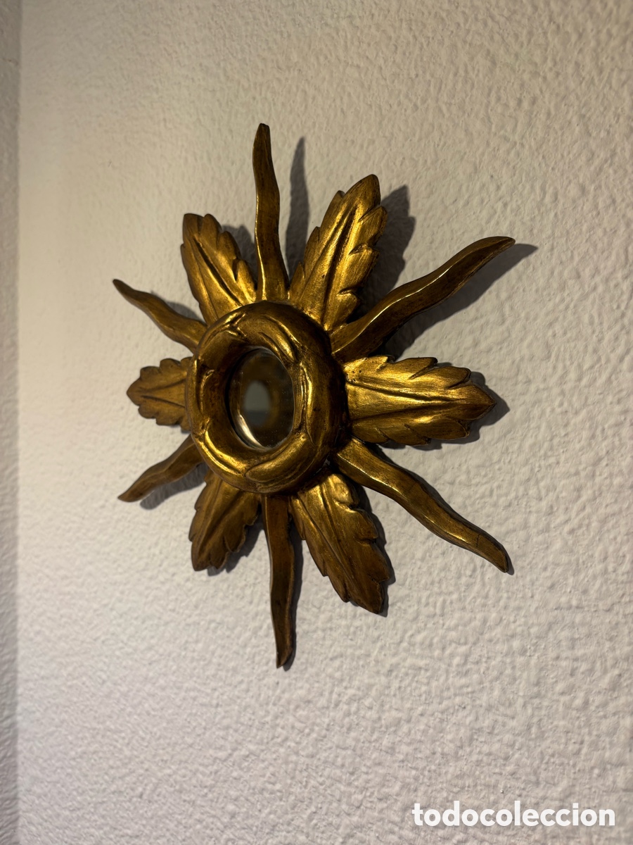 Antig&uuml;edades: ESPEJO SOL MADERA DORADA - Foto 3