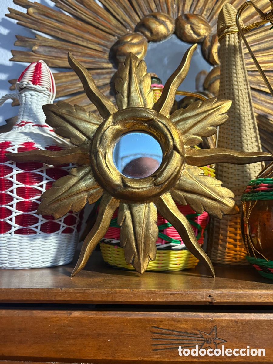Antig&uuml;edades: ESPEJO SOL MADERA DORADA - Foto 7