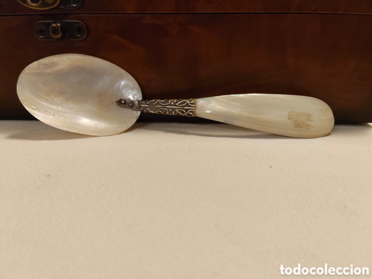 Antig&uuml;edades: Antigua cuchara Nacar y plata - Foto 1