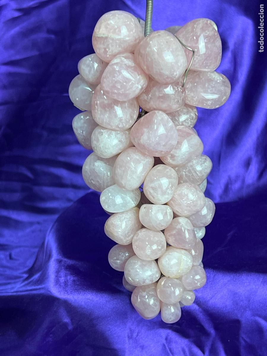 Antig&uuml;edades: ESPECTACULAR RACIMO DE UVAS EN CUARZO ROSA - Foto 2