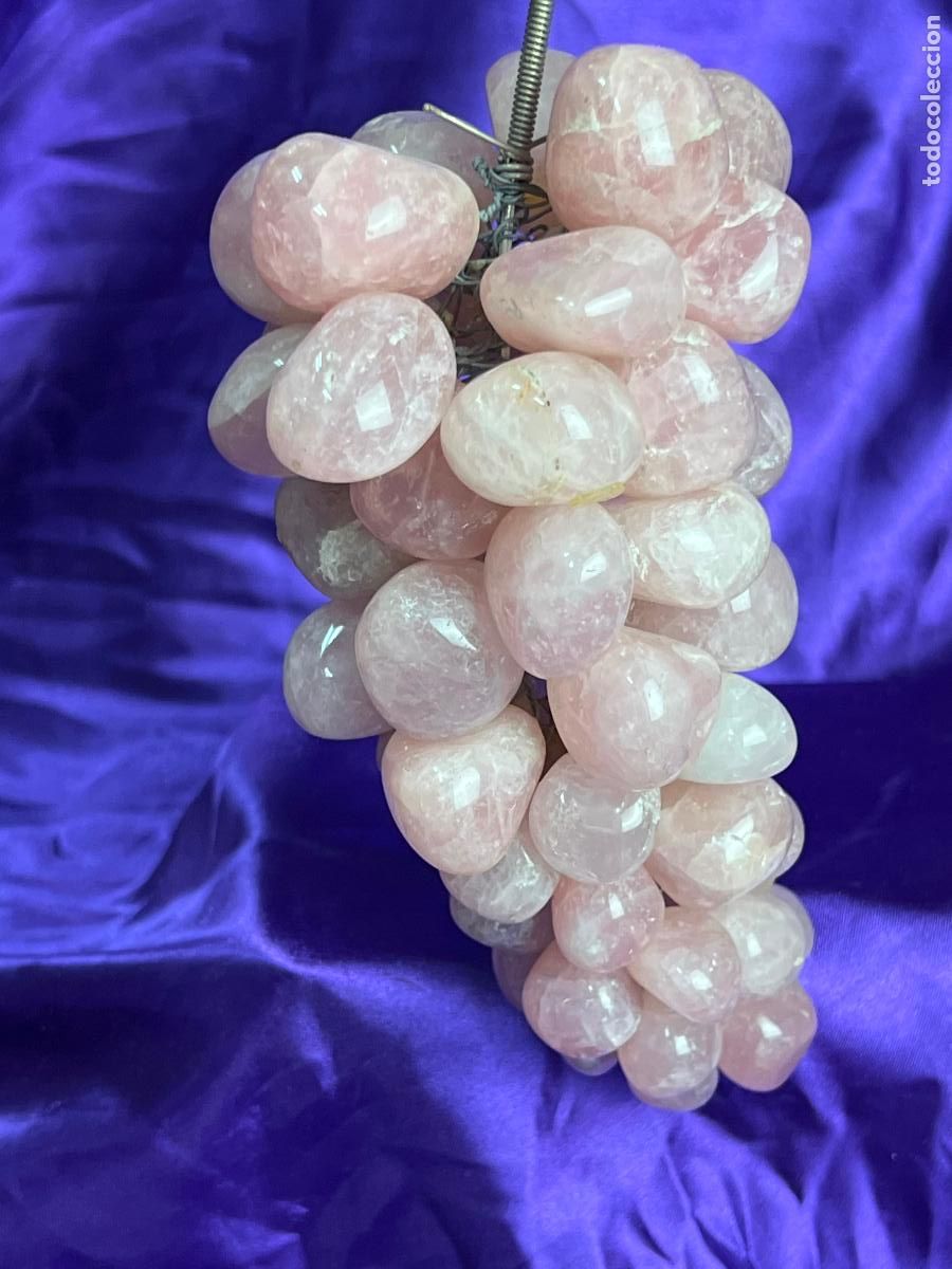 Antig&uuml;edades: ESPECTACULAR RACIMO DE UVAS EN CUARZO ROSA - Foto 3