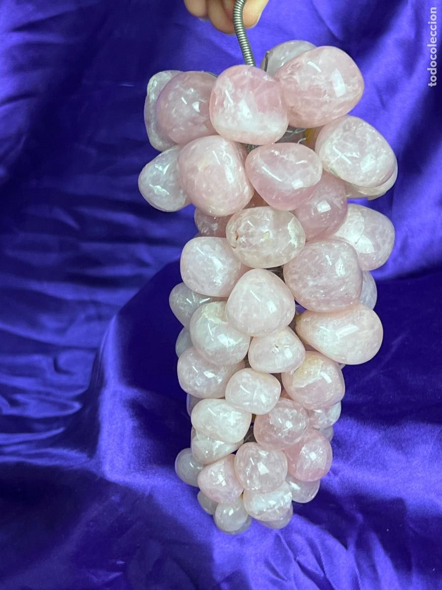 Antig&uuml;edades: ESPECTACULAR RACIMO DE UVAS EN CUARZO ROSA - Foto 4
