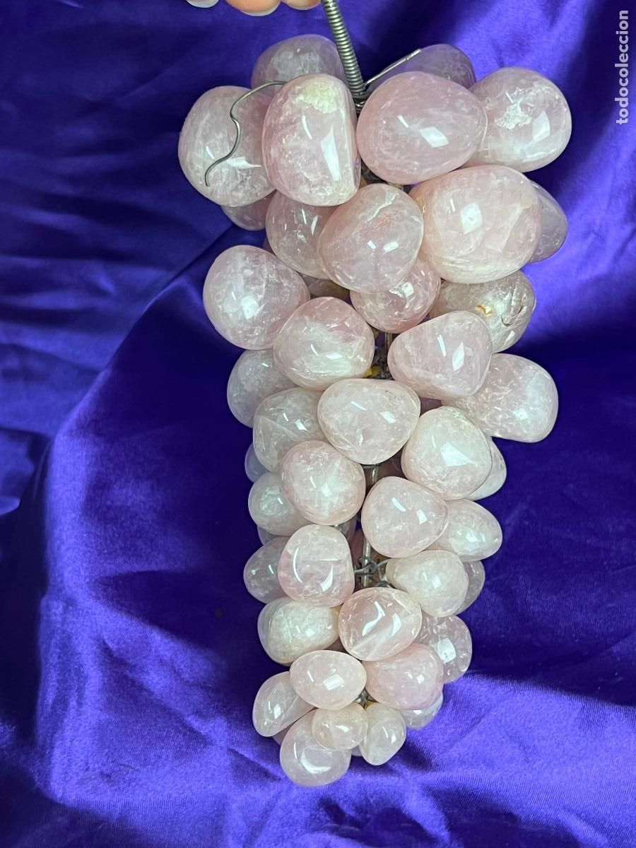 Antig&uuml;edades: ESPECTACULAR RACIMO DE UVAS EN CUARZO ROSA - Foto 5