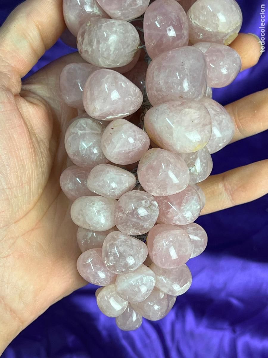 Antig&uuml;edades: ESPECTACULAR RACIMO DE UVAS EN CUARZO ROSA - Foto 6