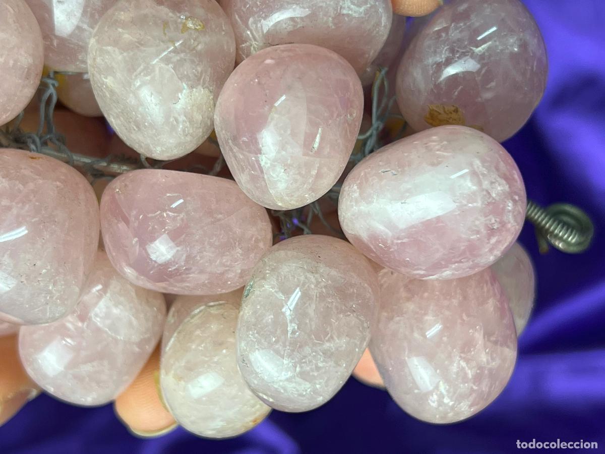 Antig&uuml;edades: ESPECTACULAR RACIMO DE UVAS EN CUARZO ROSA - Foto 9