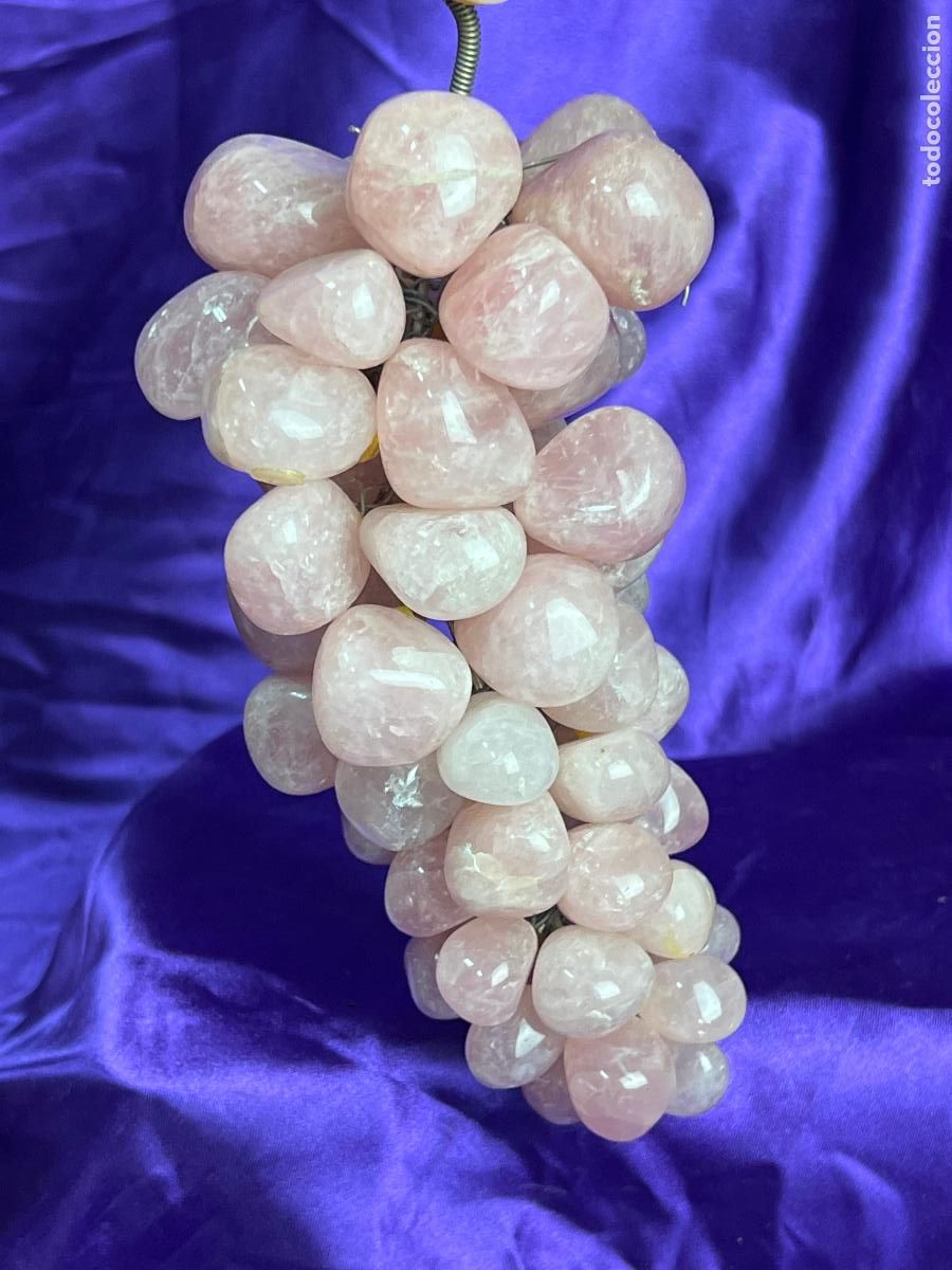 Antig&uuml;edades: ESPECTACULAR RACIMO DE UVAS EN CUARZO ROSA - Foto 1