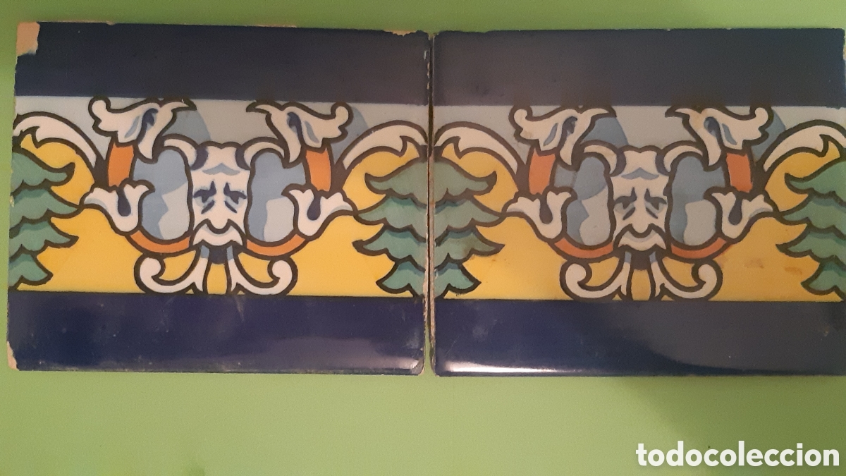 Antig&uuml;edades: Azulejos de cenefa antiguos - Foto 1