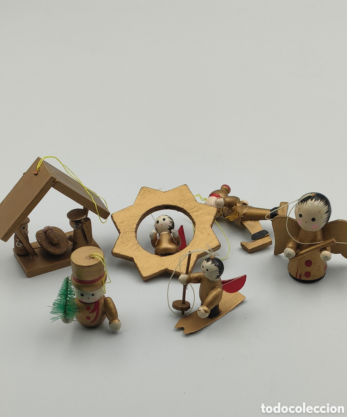 Antig&uuml;edades: Adornos Navidad madera Antigua - Foto 4