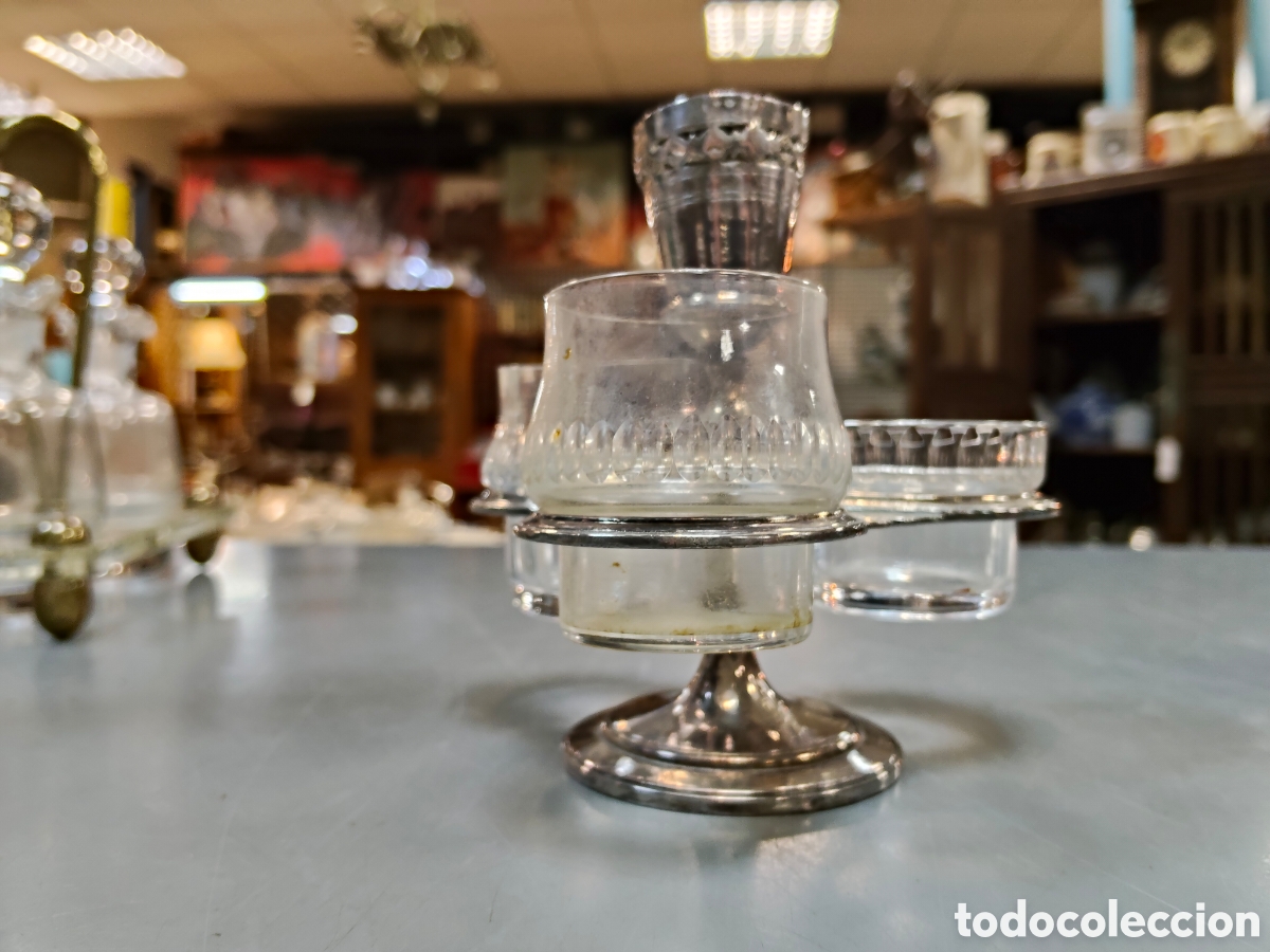 Antiguidades: Juego de vinagreras cristal