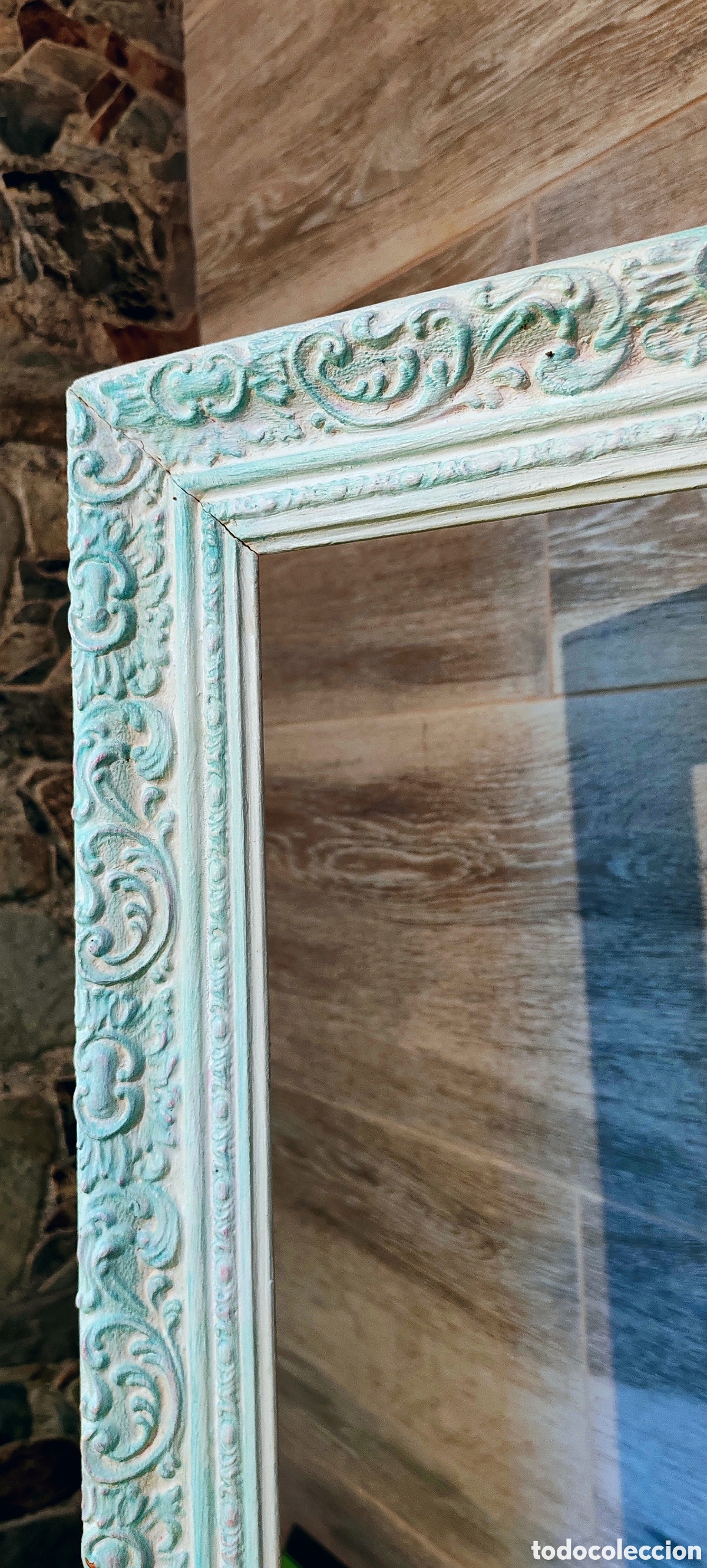 Antig&uuml;edades: Marco ornamentado turquesa - Foto 3