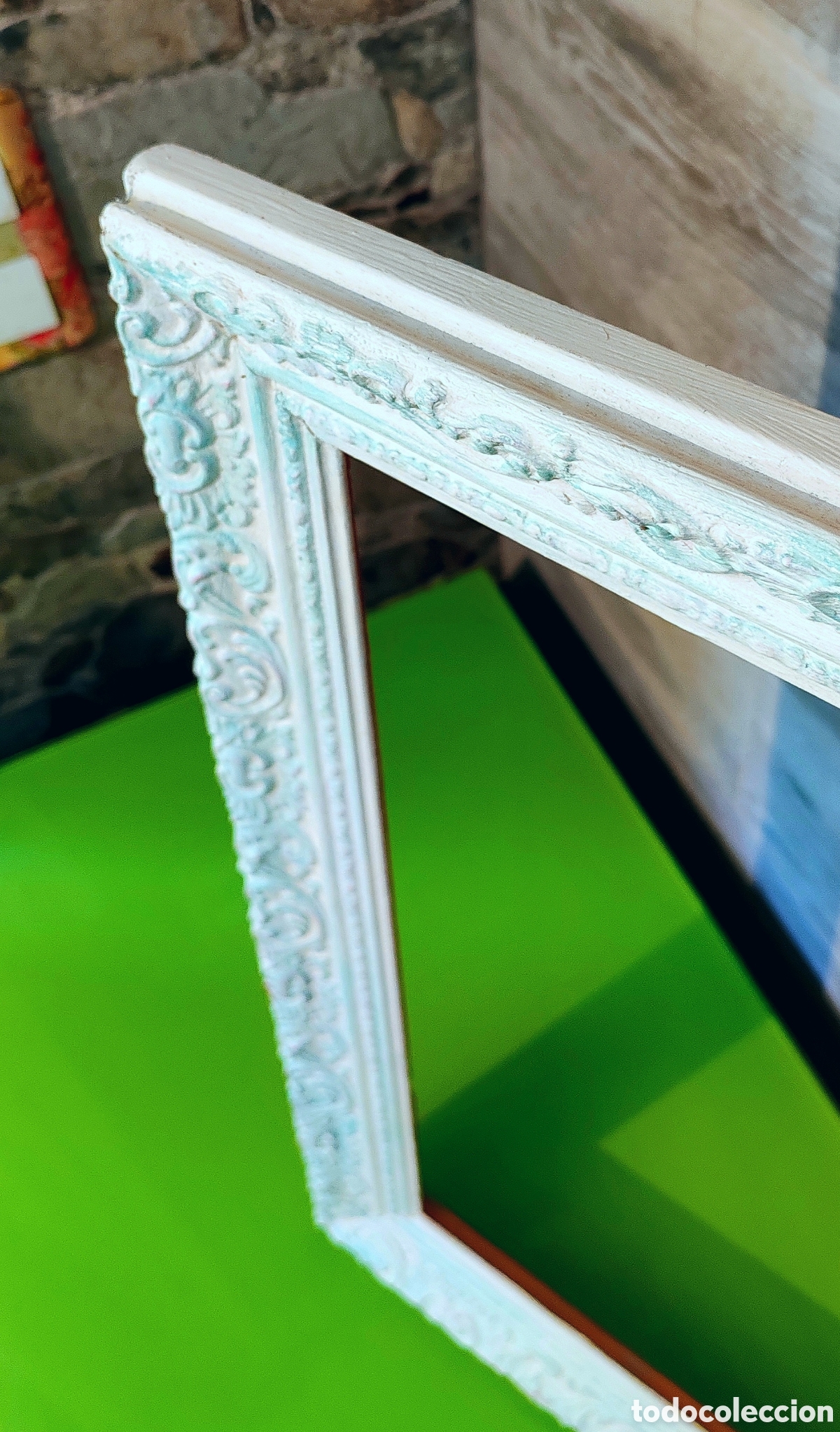Antig&uuml;edades: Marco ornamentado turquesa - Foto 4