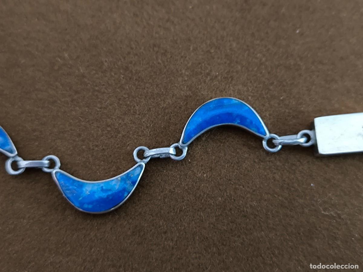Antig&uuml;edades: PULSERA REALIZADA EN PLATA Y LAPISLAZULI - Foto 2