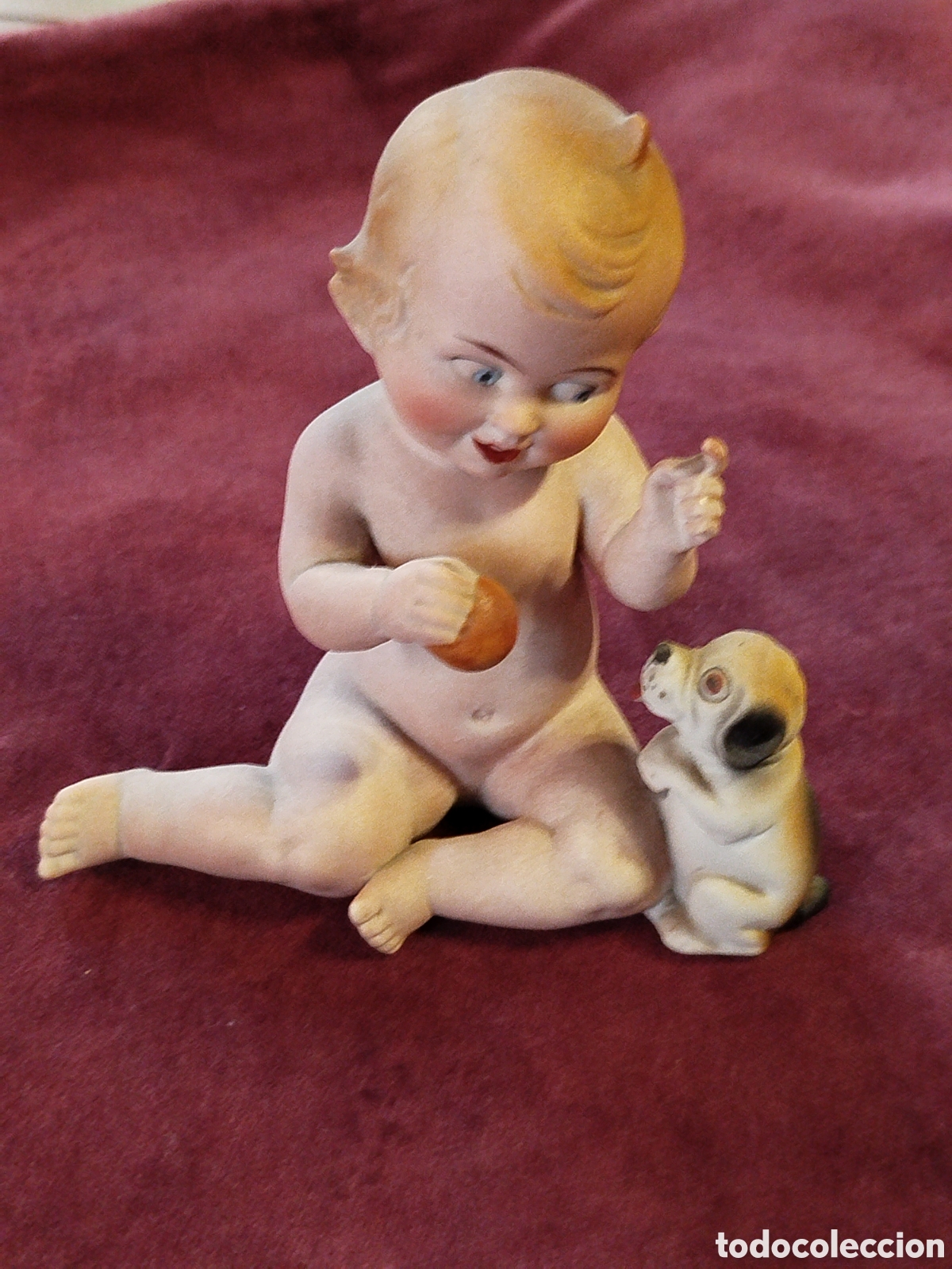 Antig&uuml;edades: Biscuit ni&ntilde;o con perro - Foto 1