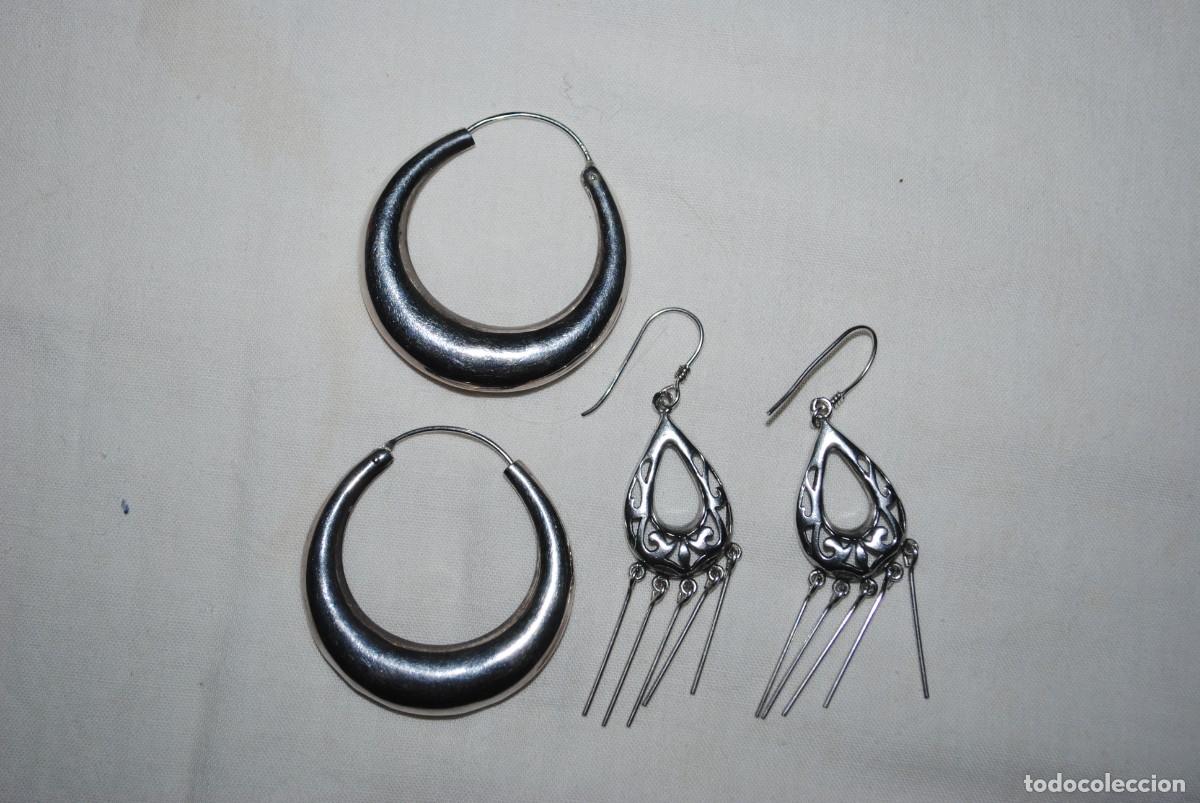 Antig&uuml;edades: LOTE DE DOS PARES DE PENDIENTES DE PLATA - Foto 1