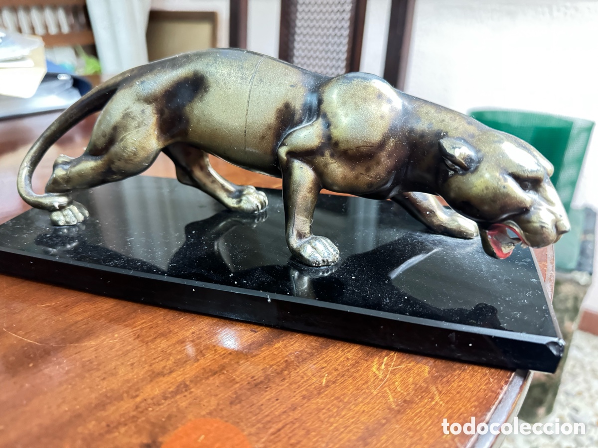 Antig&uuml;edades: Antigua pantera de bronce art d&eacute;co - Foto 13