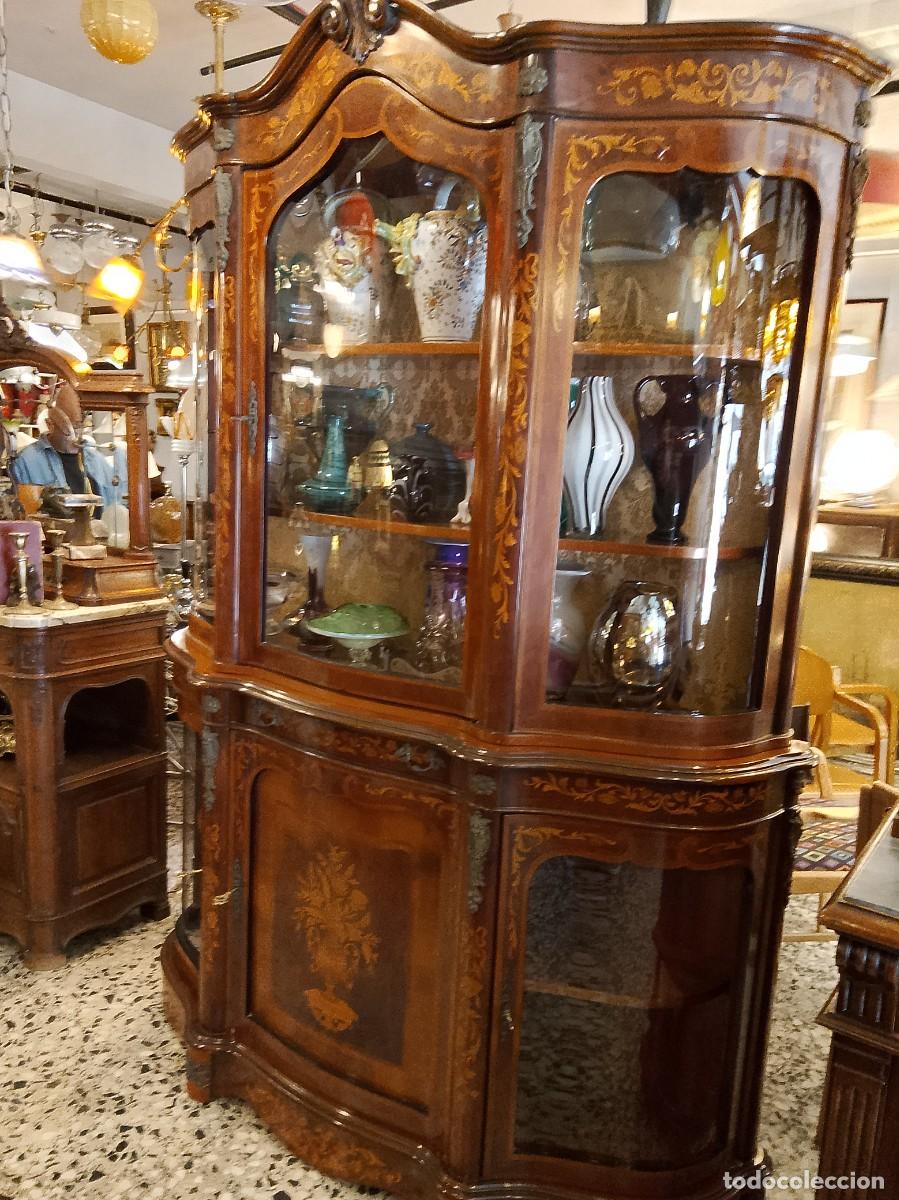 Antig&uuml;edades: VITRINA ESTILO FRANCES -MARQUETERIA - - Foto 1