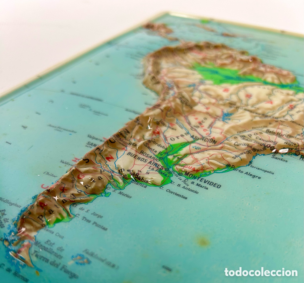 Antiguidades: Mapa F&iacute;sico Escolar Am&eacute;rica del sur. A&ntilde;os 60