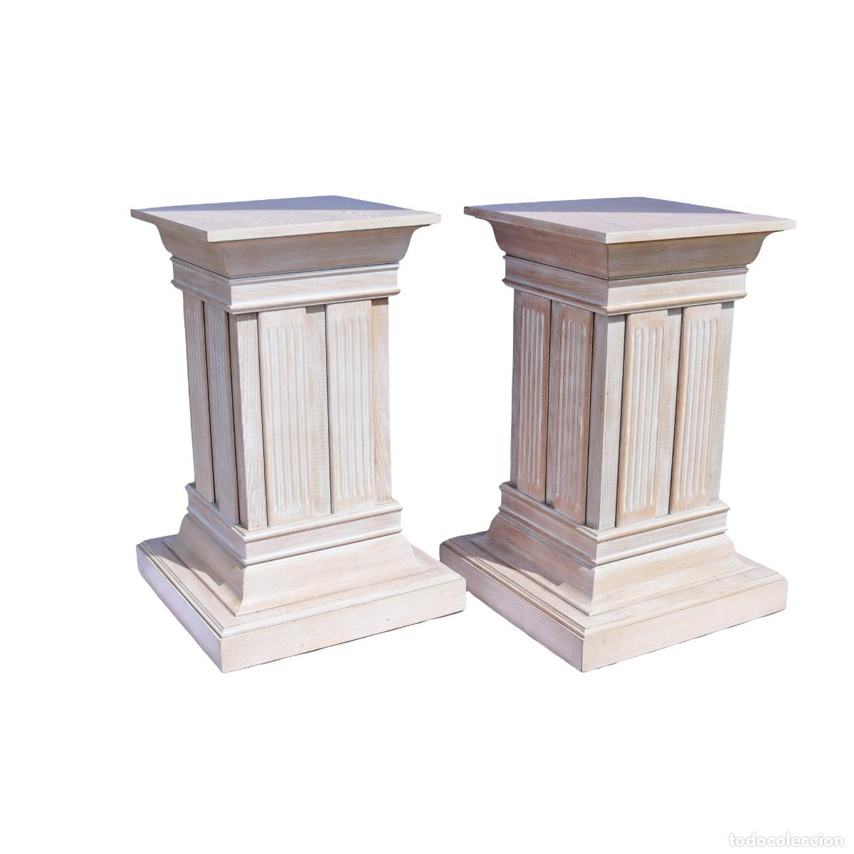Antig&uuml;edades: Par de columnas - estilo vintage - madera maciza - Foto 1