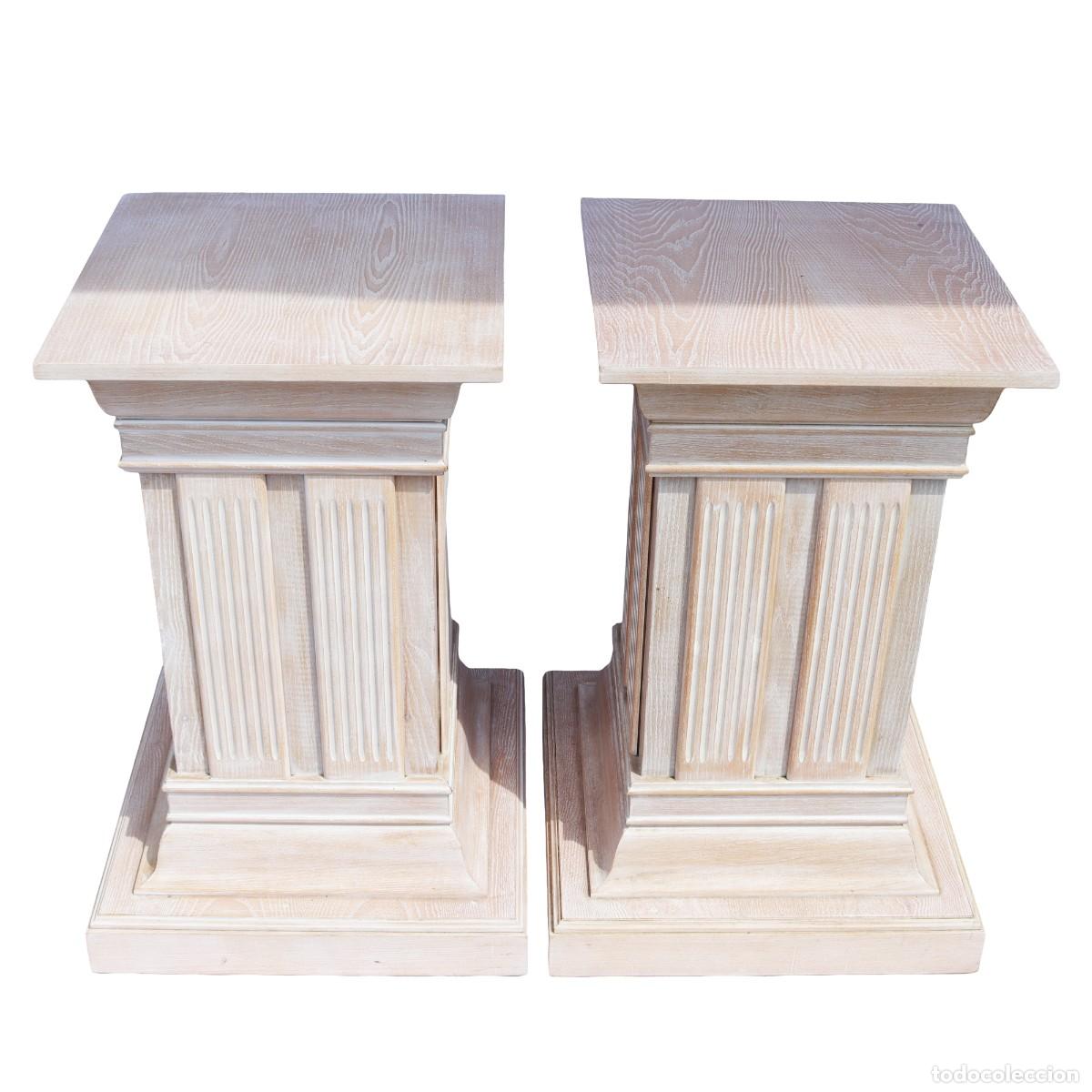 Antig&uuml;edades: Par de columnas - estilo vintage - madera maciza - Foto 2
