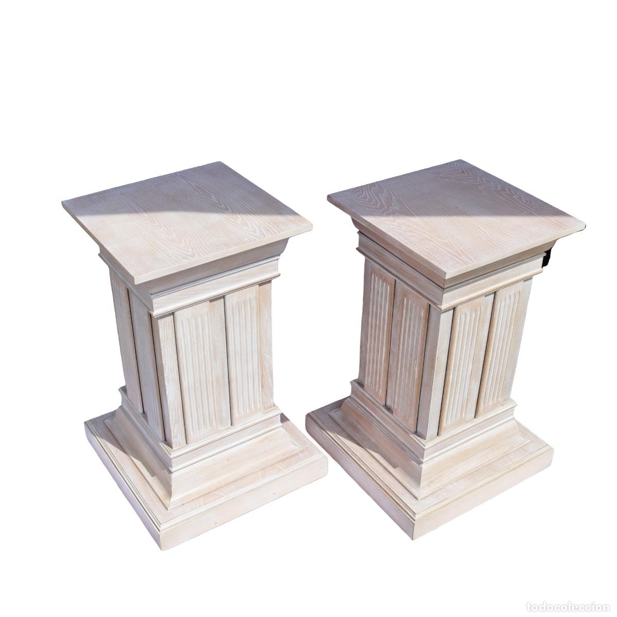 Antig&uuml;edades: Par de columnas - estilo vintage - madera maciza - Foto 3