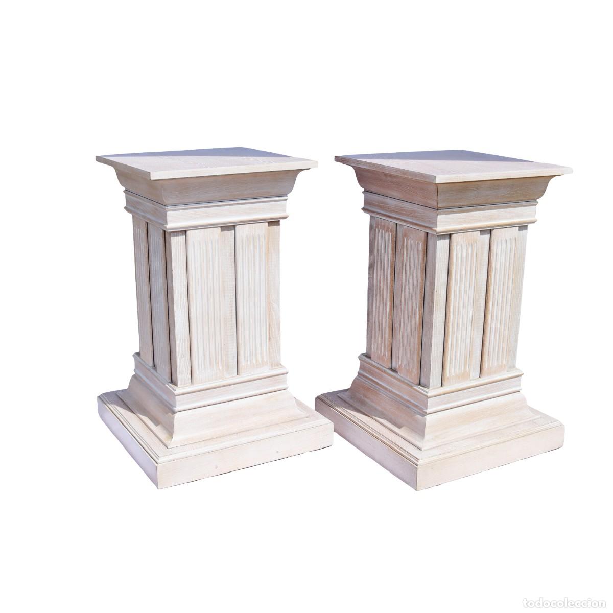 Antig&uuml;edades: Par de columnas - estilo vintage - madera maciza - Foto 4