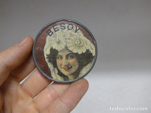 Antiguidades: Antiguo peque&ntilde;o espejo de publicidad de Besoy de principios siglo XX