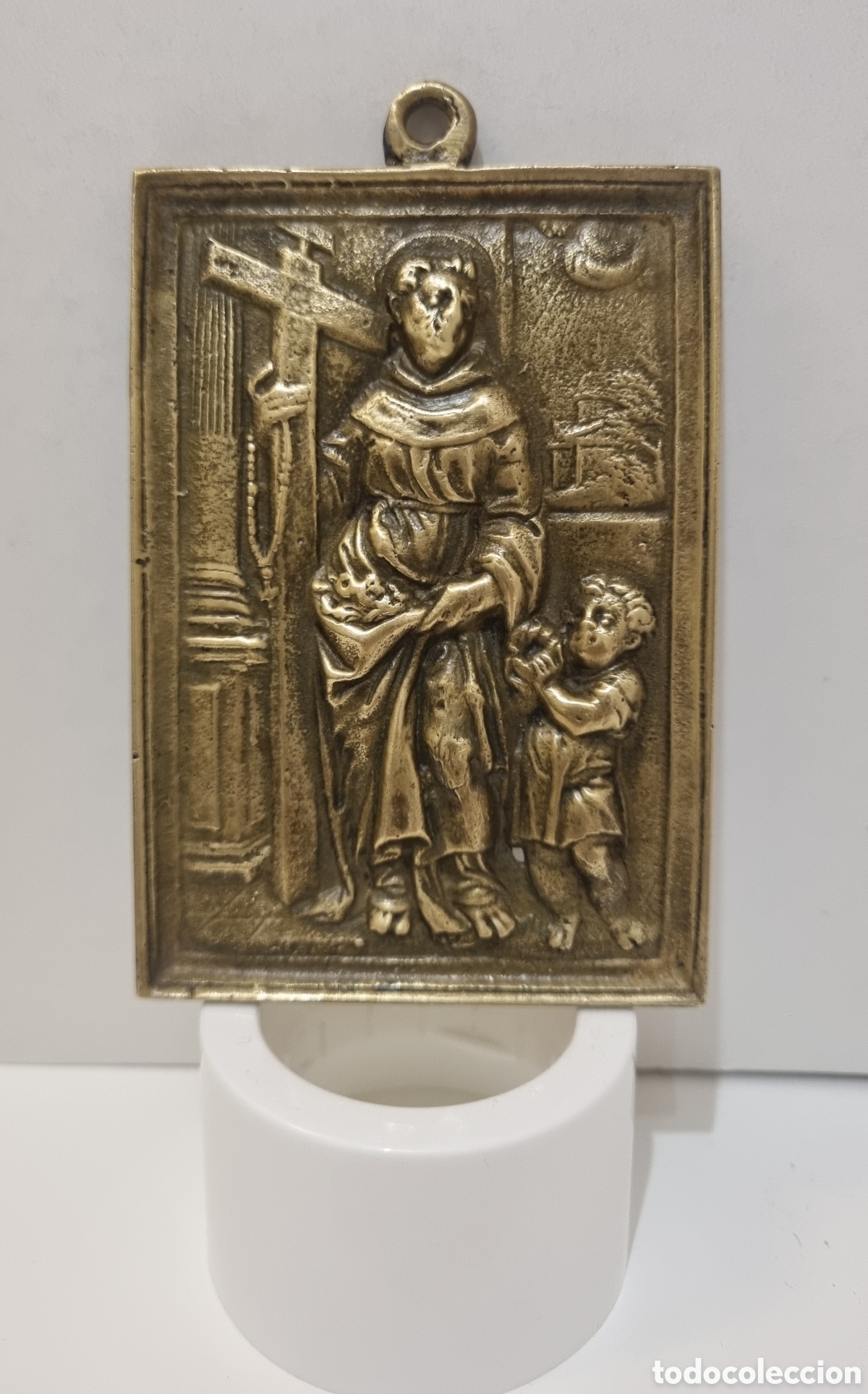Antig&uuml;edades: SAN DIEGO DE ALCAL&Aacute;. PLACA DEVOCIONAL DE BRONCE. S. XVIII. - Foto 2