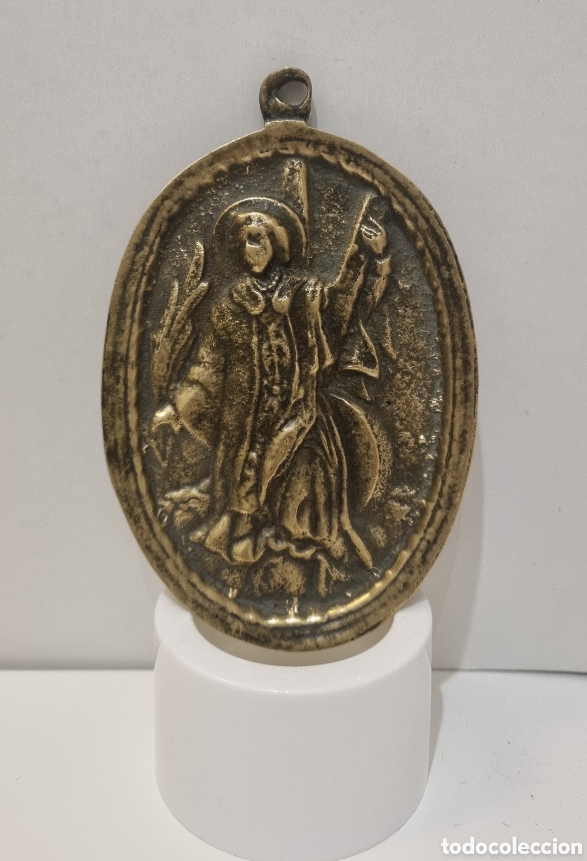 Antig&uuml;edades: SAN VICENTE MARTIR. PLACA DEVOCIONAL DE BRONCE. S. XVIII. - Foto 1