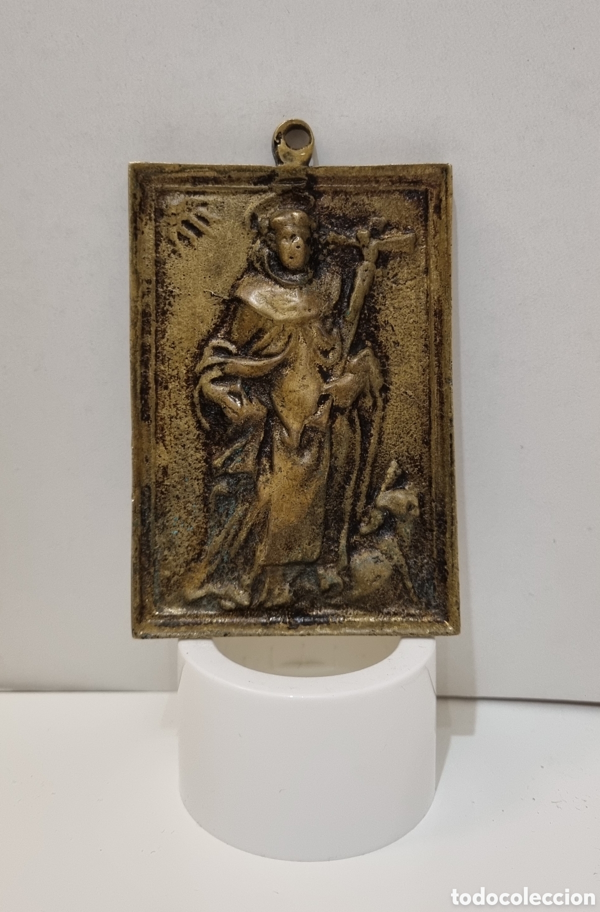 Antig&uuml;edades: Santo Domingo de Guzm&aacute;n. Placa devocional de bronce. - Foto 1