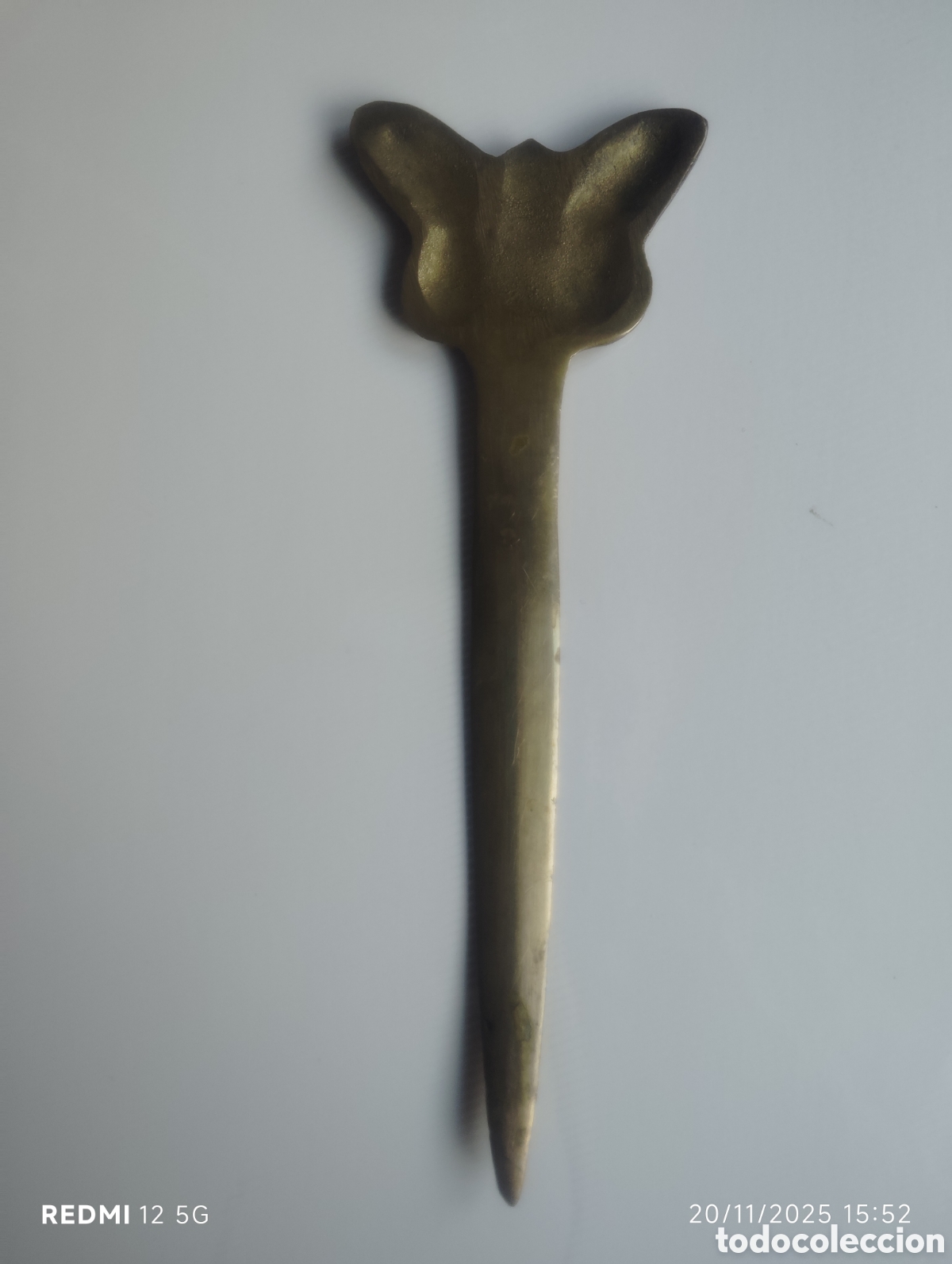 Antig&uuml;edades: Abrecartas de bronce mariposa 18 cm - Foto 3