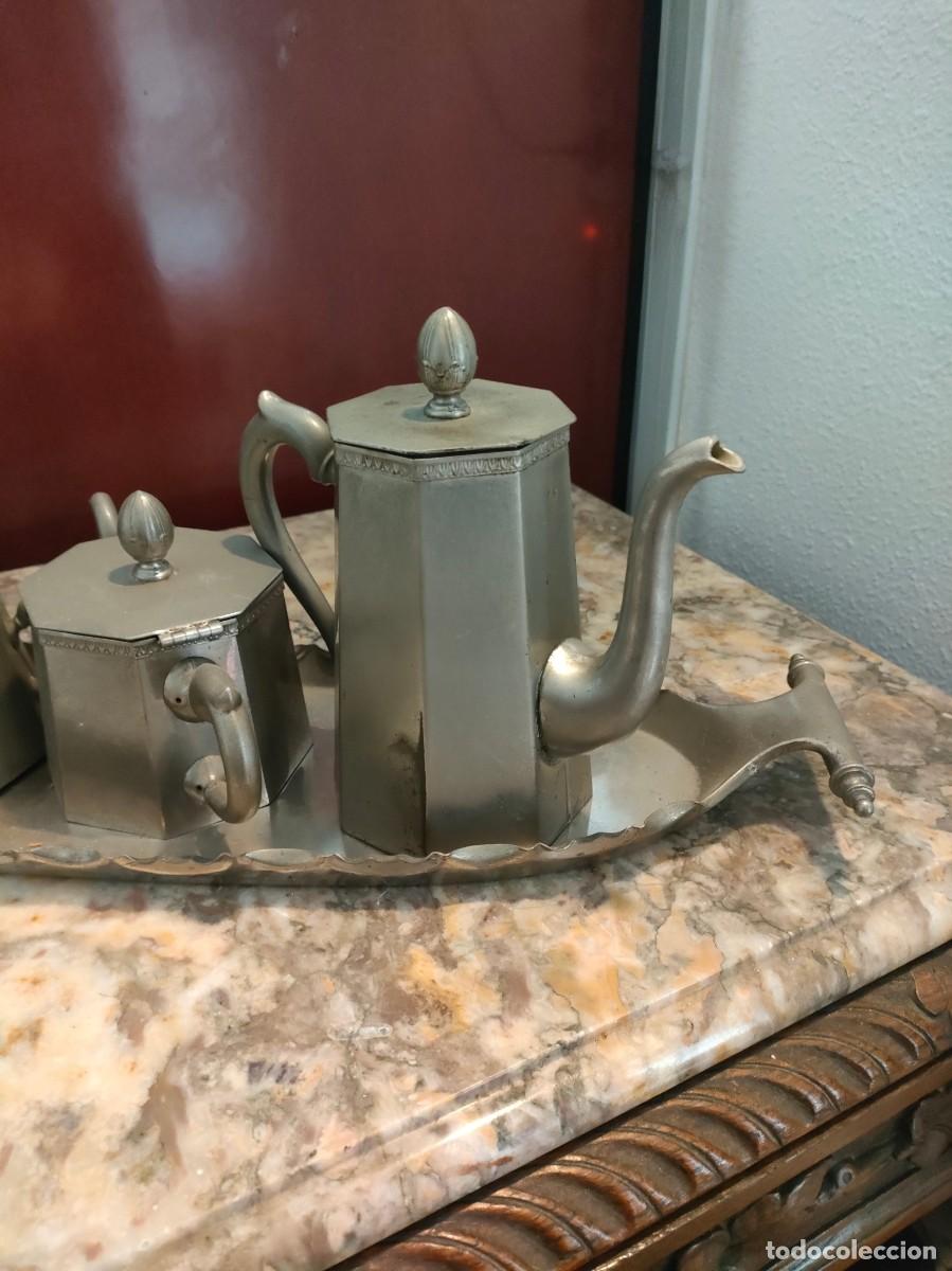 Antig&uuml;edades: Peltre. Antiguo servicio de t&eacute; y caf&eacute;. - Foto 2