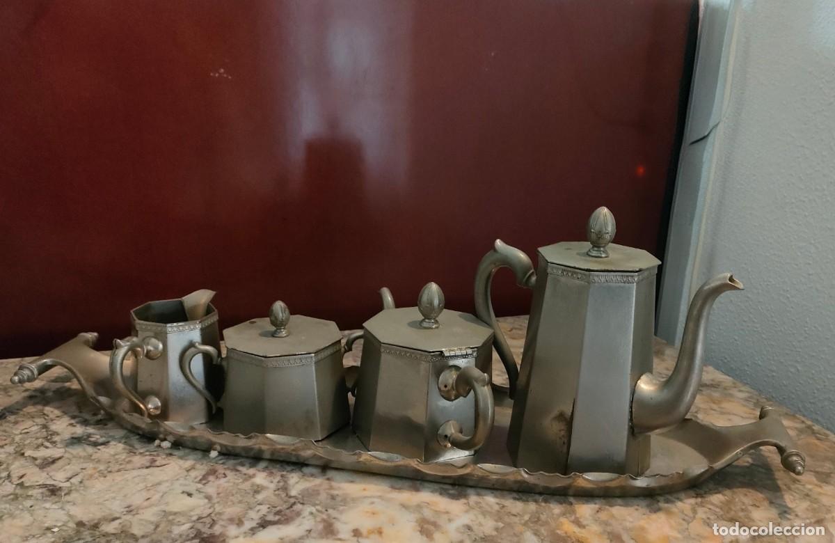 Antig&uuml;edades: Peltre. Antiguo servicio de t&eacute; y caf&eacute;. - Foto 1