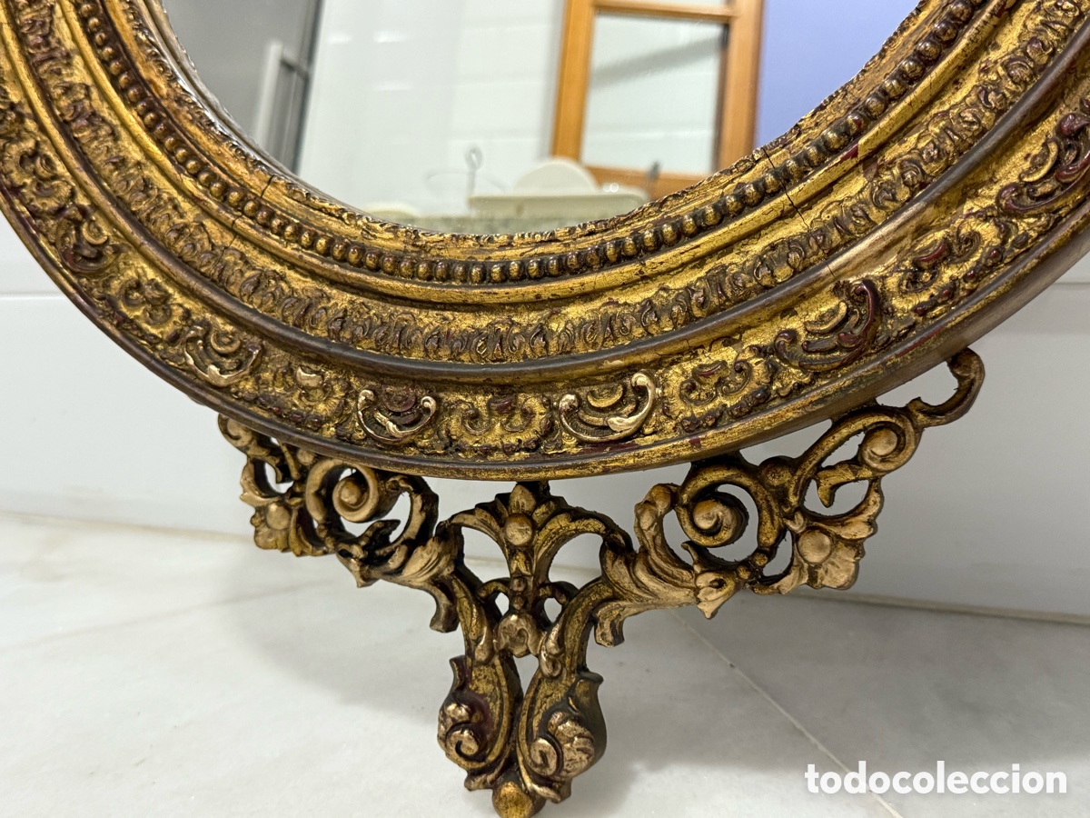Antig&uuml;edades: ANTIGUO Y ESPECTACULAR ESPEJO REGENCY PAN DE ORO - Foto 12