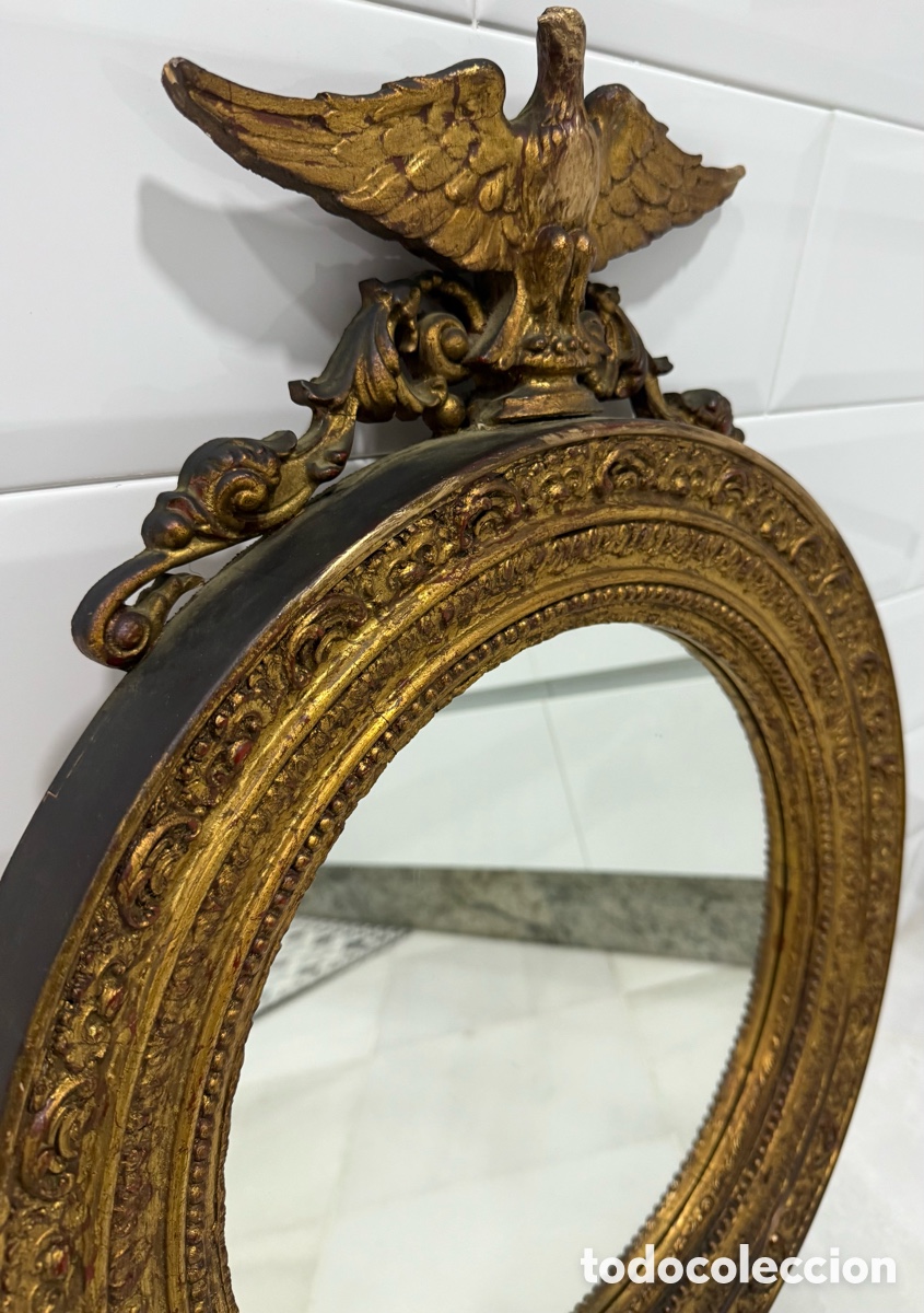 Antig&uuml;edades: ANTIGUO Y ESPECTACULAR ESPEJO REGENCY PAN DE ORO - Foto 17