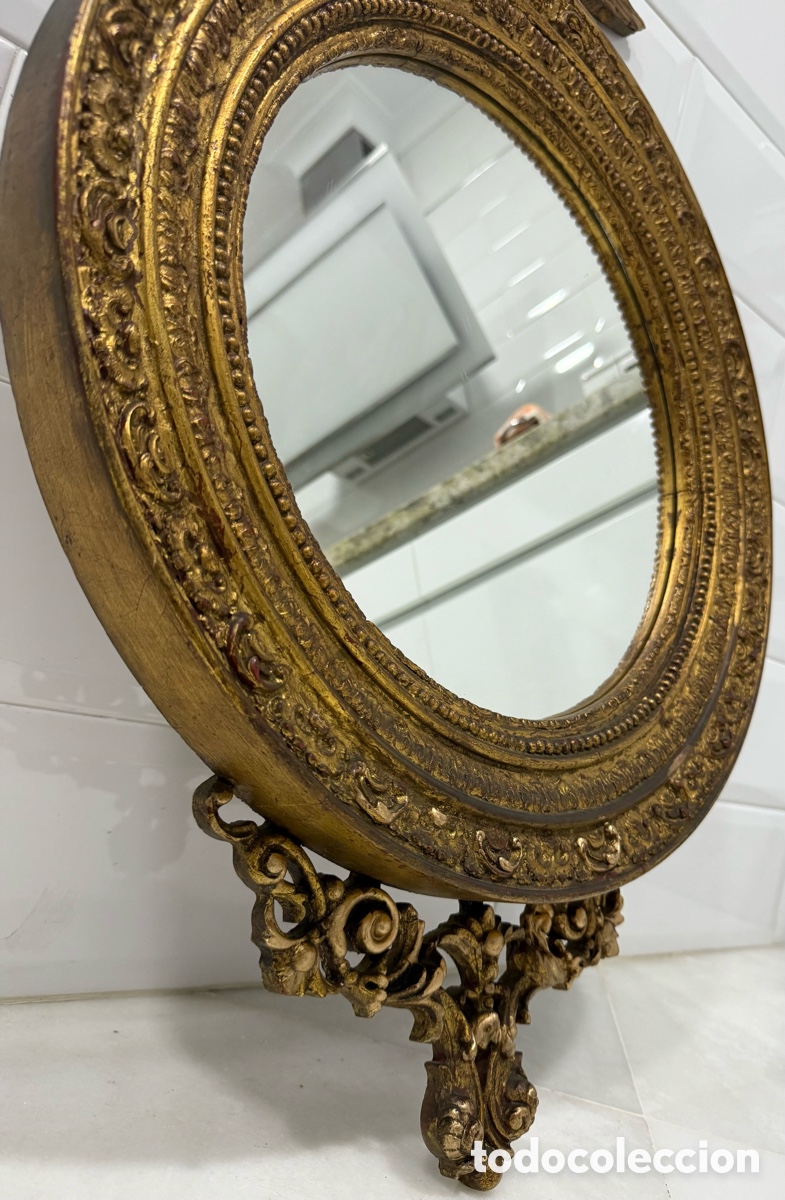 Antig&uuml;edades: ANTIGUO Y ESPECTACULAR ESPEJO REGENCY PAN DE ORO - Foto 18