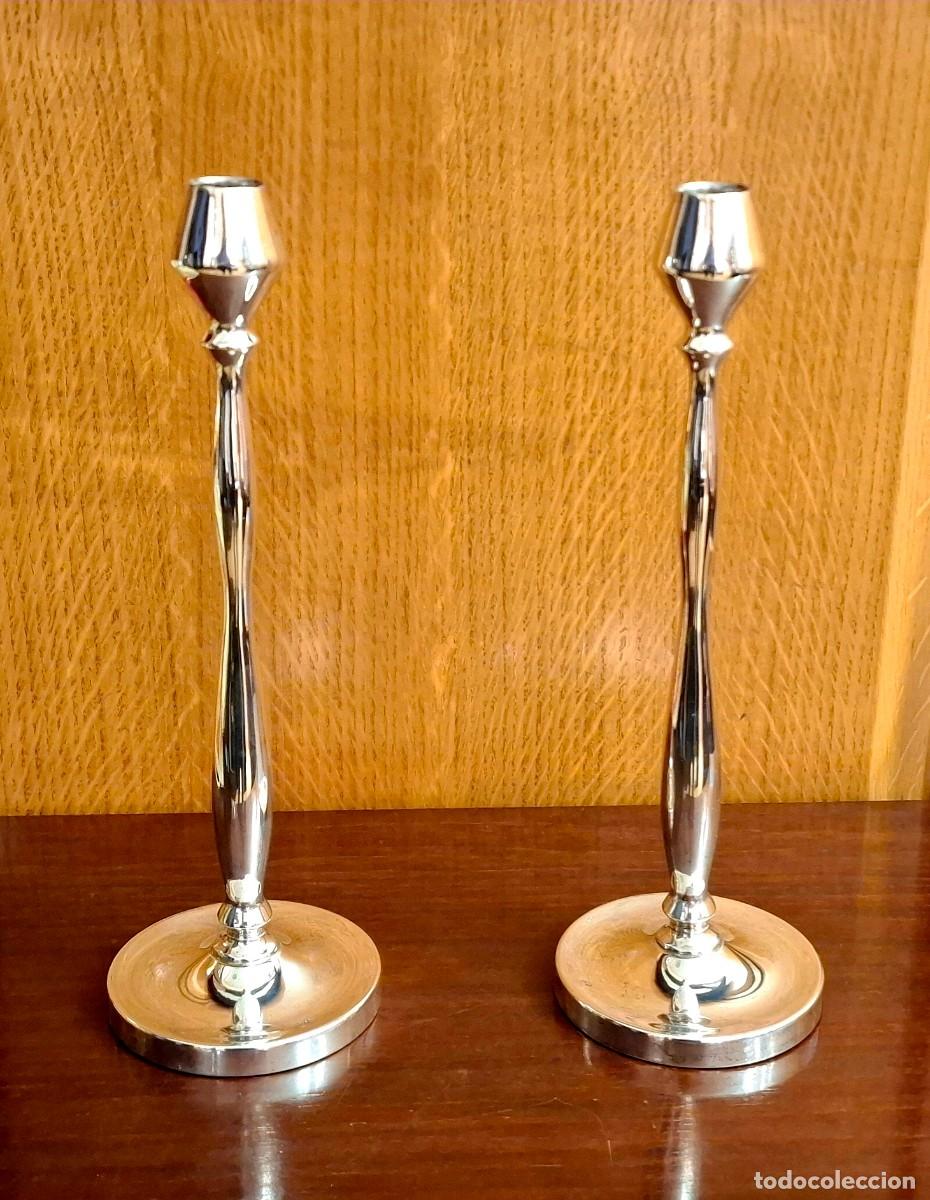 Antig&uuml;edades: PAREJA DE CANDELEROS EN PLATA DE LEY - Foto 9