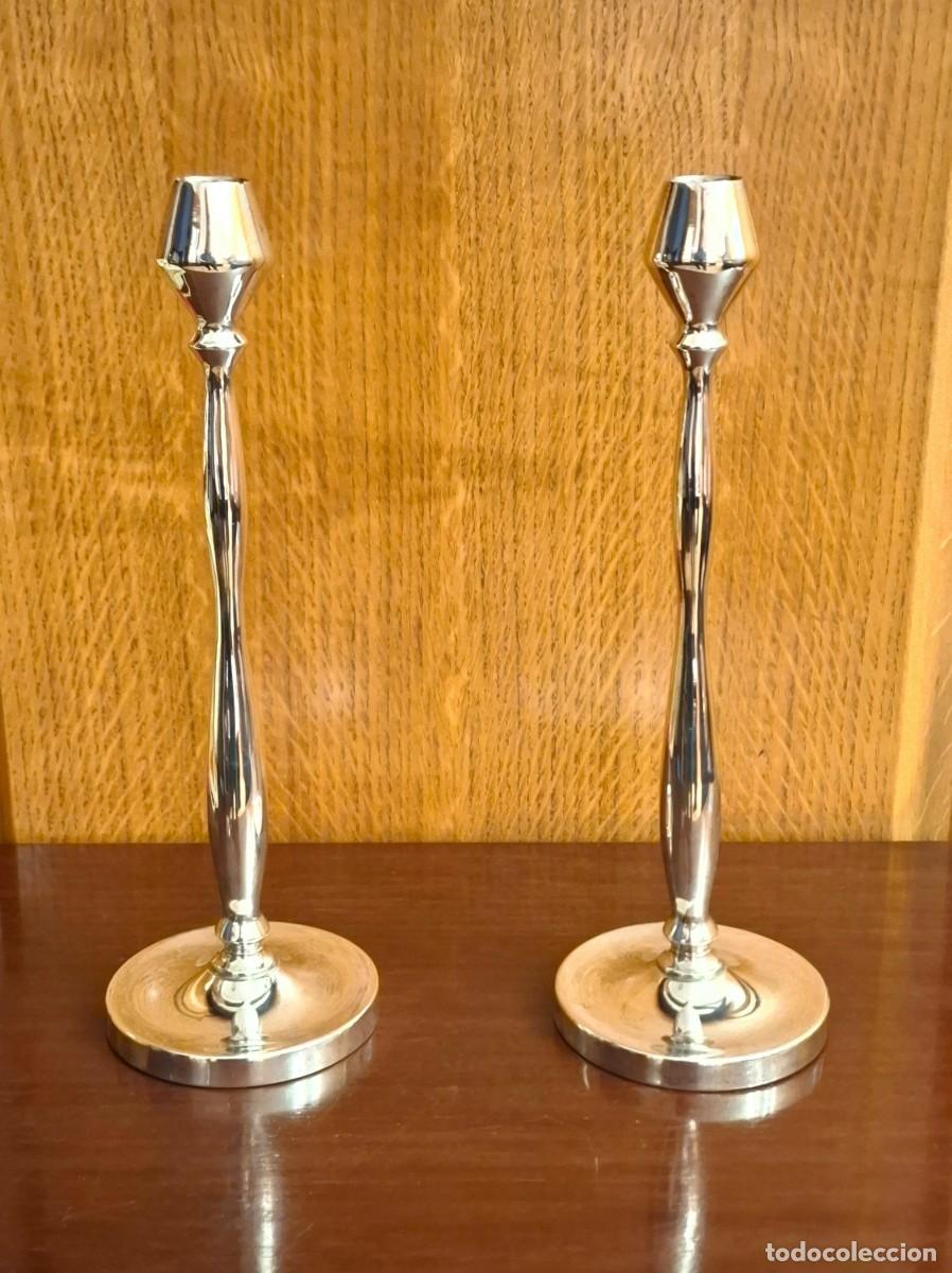 Antig&uuml;edades: PAREJA DE CANDELEROS EN PLATA DE LEY - Foto 10
