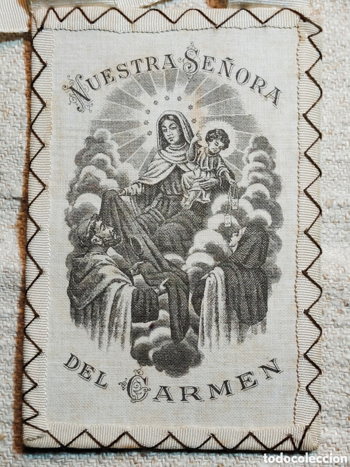 Antig&uuml;edades: Antiguo escapulario virgen del Carmen - Foto 2