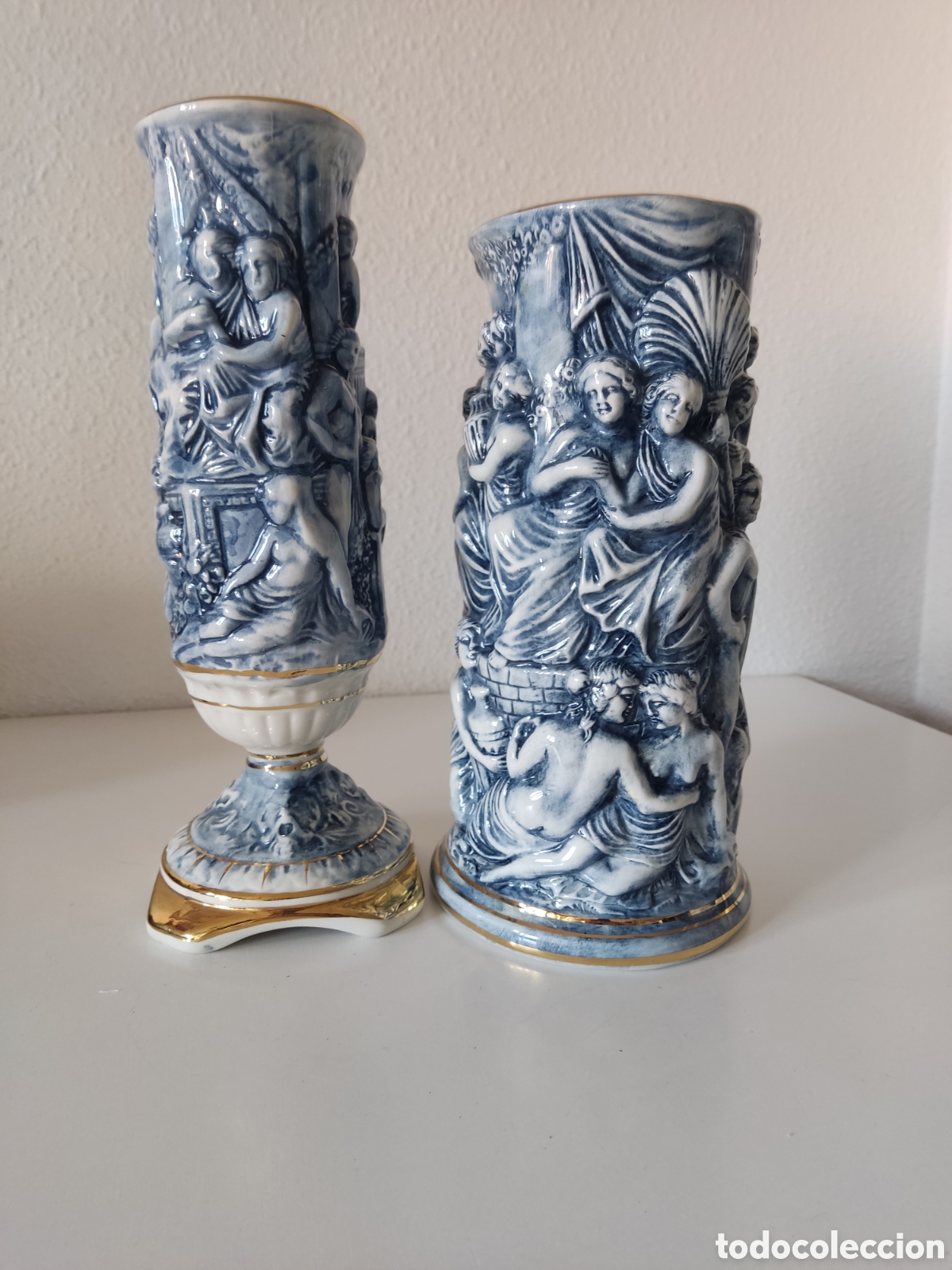Antig&uuml;edades: JARRONES VINTAGE PORCELANA CAPODIMONTE - Foto 2