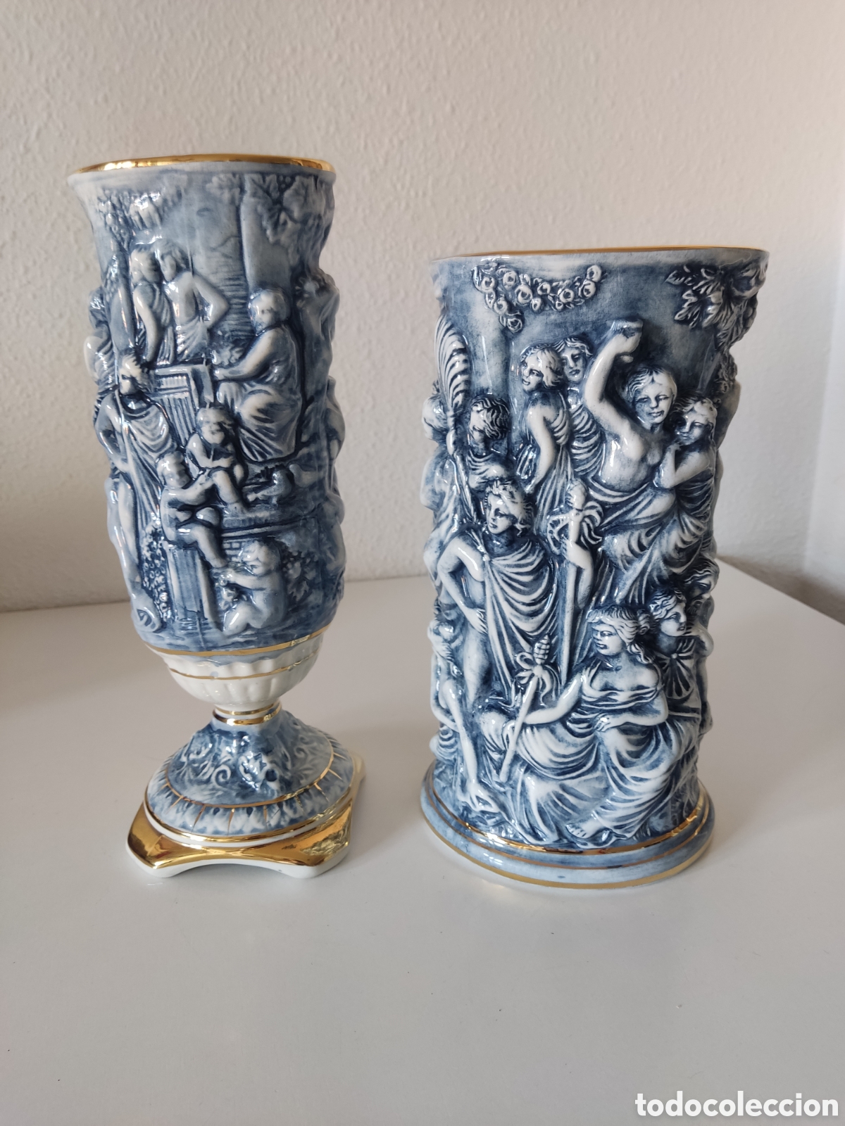 Antig&uuml;edades: JARRONES VINTAGE PORCELANA CAPODIMONTE - Foto 3