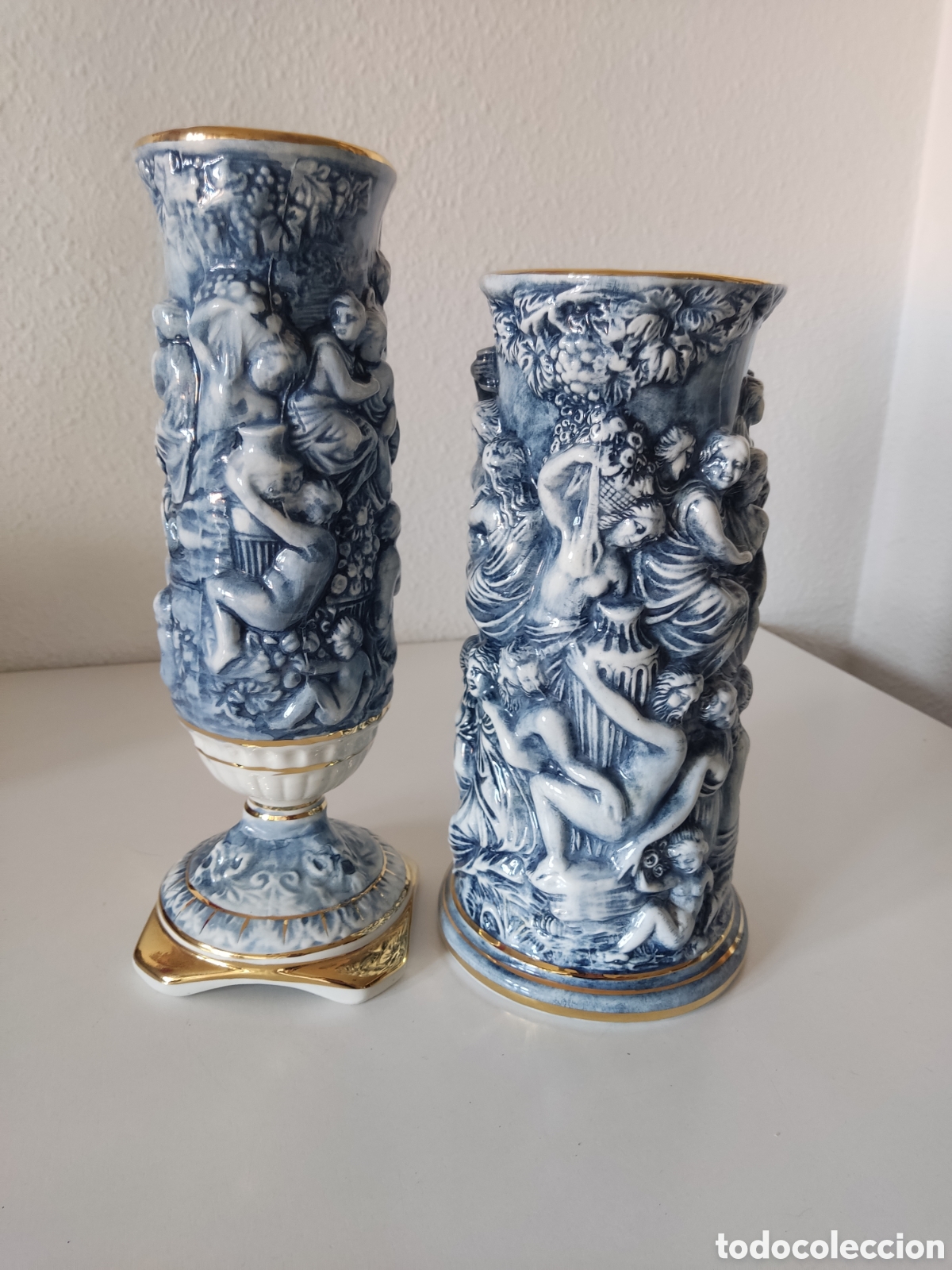 Antig&uuml;edades: JARRONES VINTAGE PORCELANA CAPODIMONTE - Foto 4