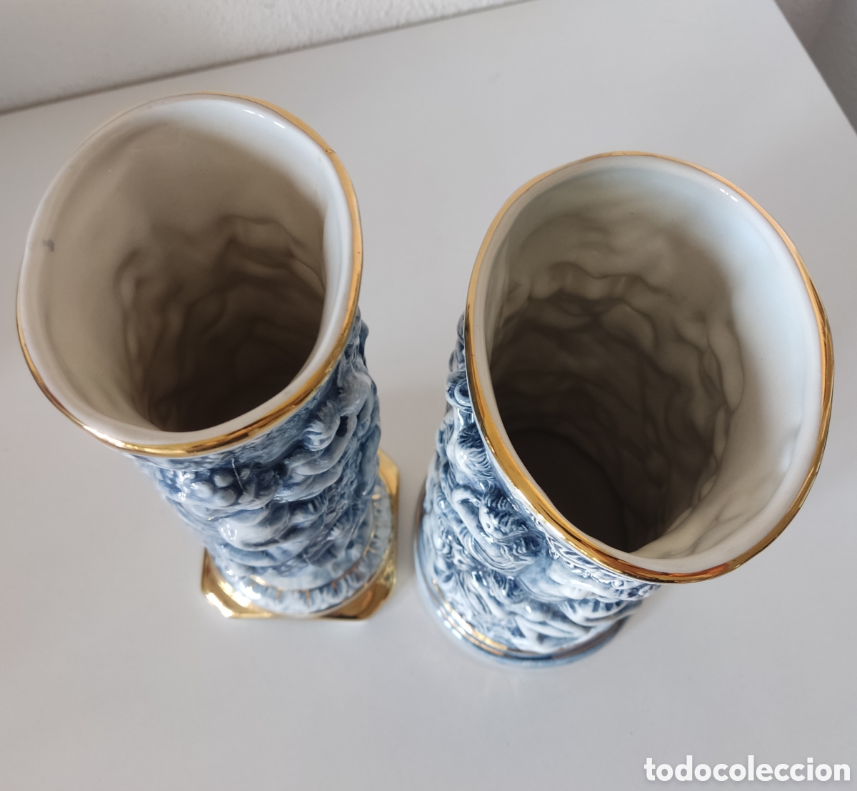 Antig&uuml;edades: JARRONES VINTAGE PORCELANA CAPODIMONTE - Foto 5