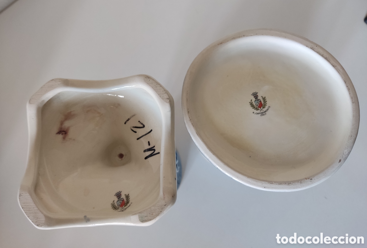 Antig&uuml;edades: JARRONES VINTAGE PORCELANA CAPODIMONTE - Foto 6