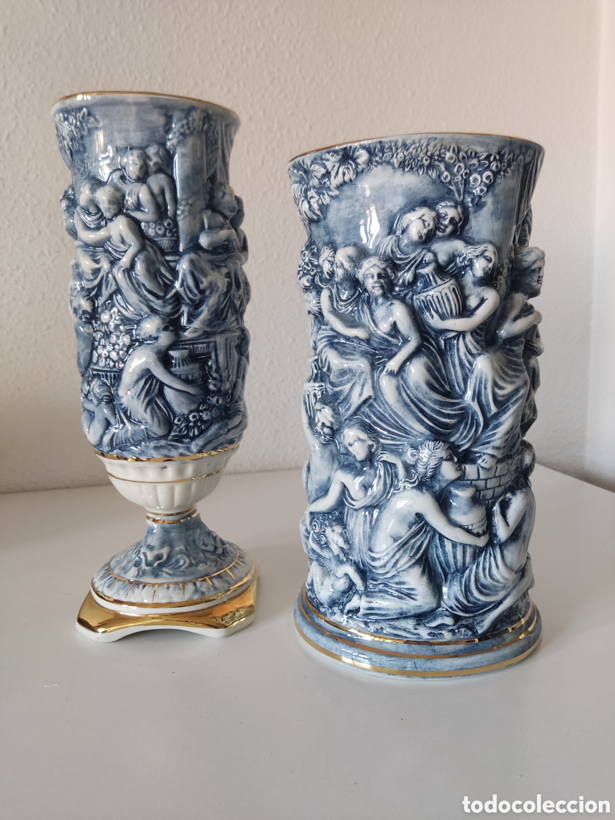 Antig&uuml;edades: JARRONES VINTAGE PORCELANA CAPODIMONTE - Foto 1