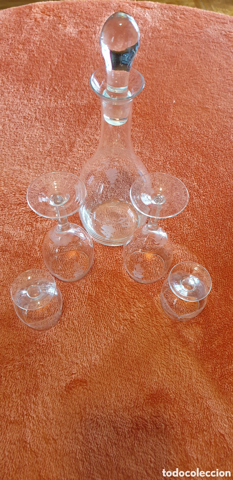 Antig&uuml;edades: Decantador tallado + 4 copas cristal - Foto 5
