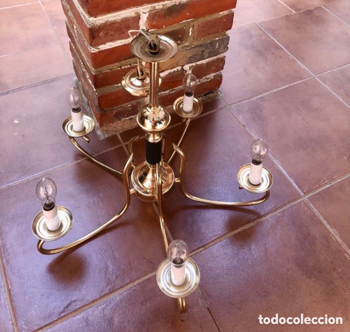 Antig&uuml;edades: L&aacute;mpara antigua de techo. 5 brazos. ASM - Foto 2