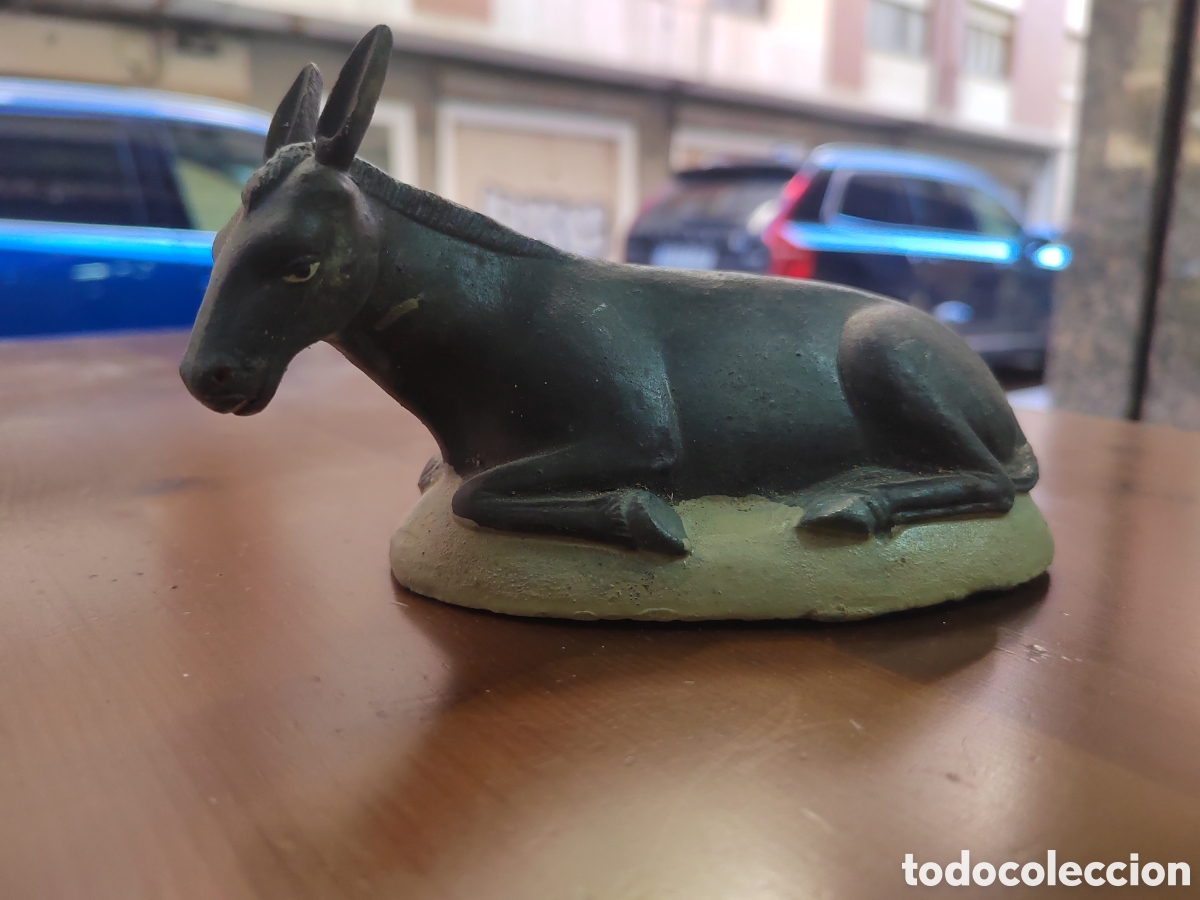 Antig&uuml;edades: Figura de Bel&eacute;n burro de barro - Foto 3
