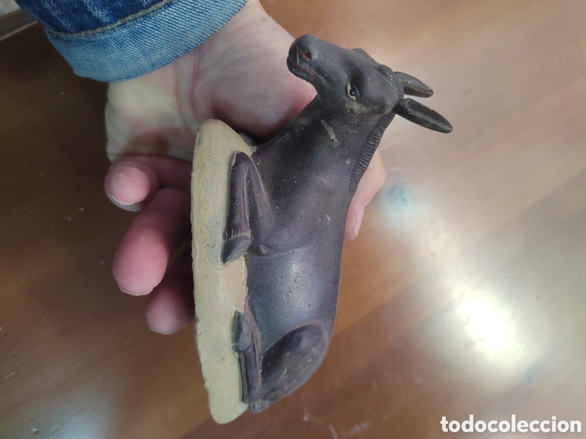 Antig&uuml;edades: Figura de Bel&eacute;n burro de barro - Foto 6